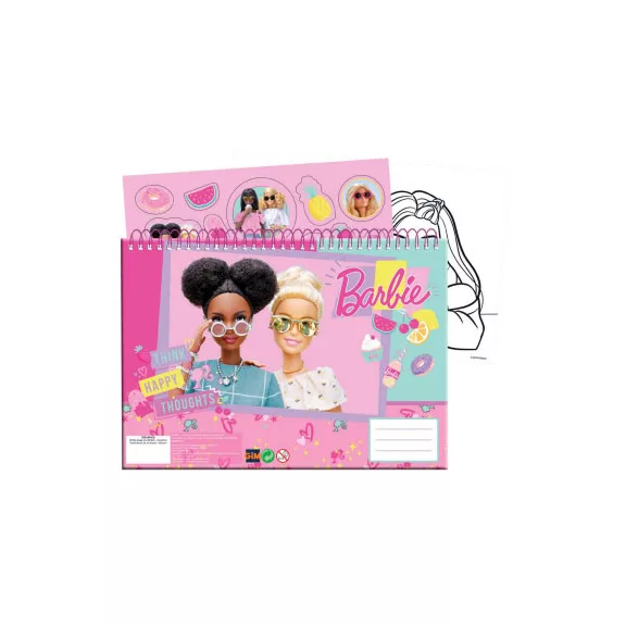 Barbie Happy Thoughts A/4 spirál vázlatfüzet 40 lapos matricával Barbie Happy Thoughts A/4 spirál vázlatfüzet 40 lapos matricával