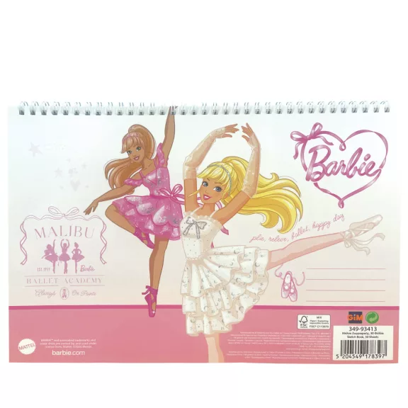 Barbie Ballerina A/4 spirál vázlatfüzet, 30 lapos Barbie Ballerina A/4 spirál vázlatfüzet, 30 lapos