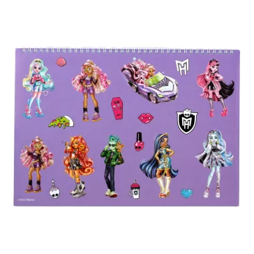   Monster High Crew A/4 spirál vázlatfüzet 40 lapos matricával