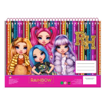 Rainbow High School A/4 spirál vázlatfüzet, 30 lapos