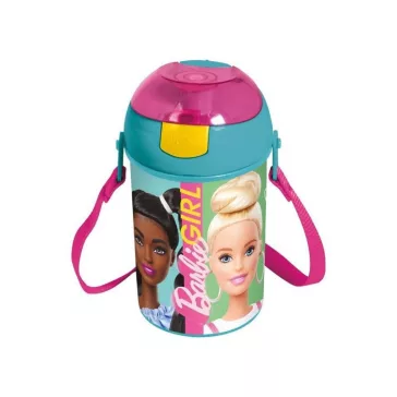   Barbie Happy Thoughts műanyag szívószálas kulacs akasztóval 450 ml