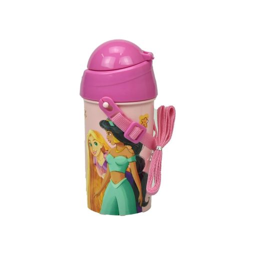 Disney Hercegnők Spring műanyag szívószálas kulacs akasztóval 500 ml