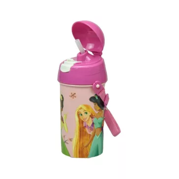   Disney Hercegnők Spring műanyag szívószálas kulacs akasztóval 500 ml