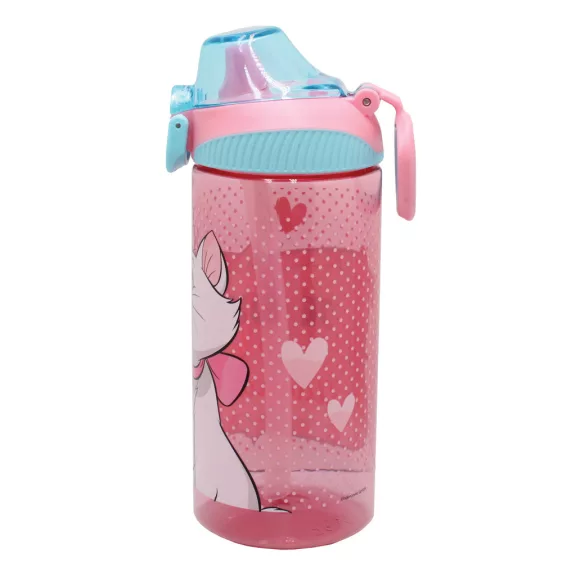 Disney Marie Adorable műanyag szívószálas kulacs akasztóval 450 ml Disney Marie Adorable műanyag szívószálas kulacs akasztóval 450 ml