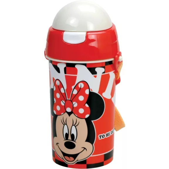 Disney Minnie Bloom műanyag szívószálas kulacs akasztóval 500 ml Disney Minnie Bloom műanyag szívószálas kulacs akasztóval 500 ml
