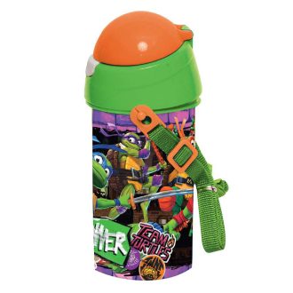   Tini Nindzsa Teknőcök Team műanyag szívószálas kulacs akasztóval 500 ml