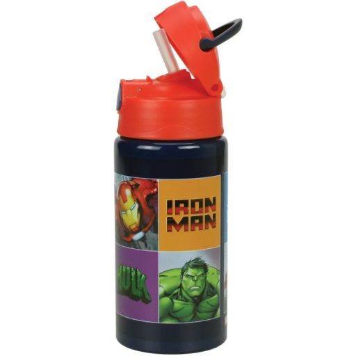 Bosszúállók Smash alumínium szívószálas kulacs akasztóval 500 ml
