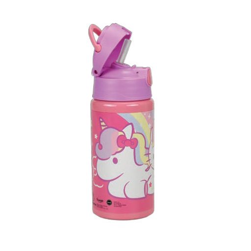 Hello Kitty Unicorn alumínium szívószálas kulacs akasztóval 500 ml