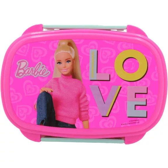 Barbie Love szendvicsdoboz + evőeszköz szett