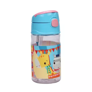   Fisher-Price Animals Party műanyag szívószálas kulacs akasztóval 350 ml