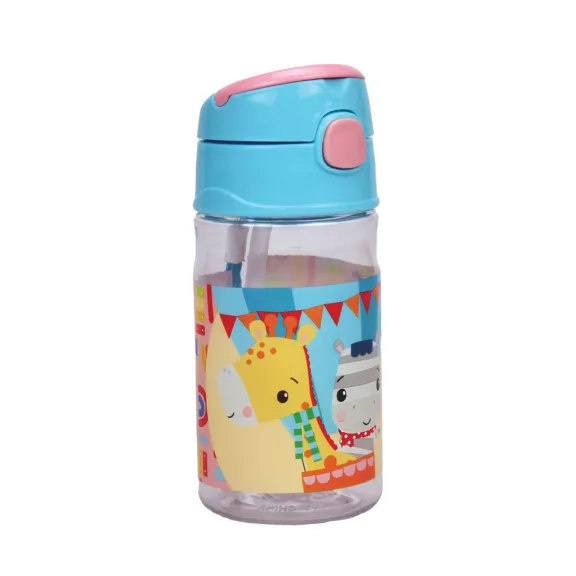 Fisher-Price Animals Party műanyag szívószálas kulacs akasztóval 350 ml Fisher-Price Animals Party műanyag szívószálas kulacs akasztóval 350 ml