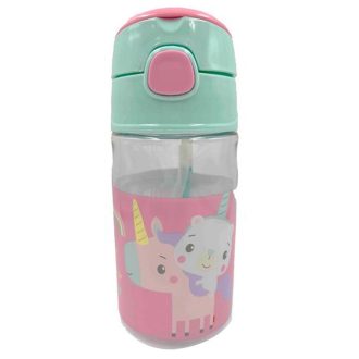   Fisher-Price Animals Unicorn műanyag szívószálas kulacs akasztóval 350 ml