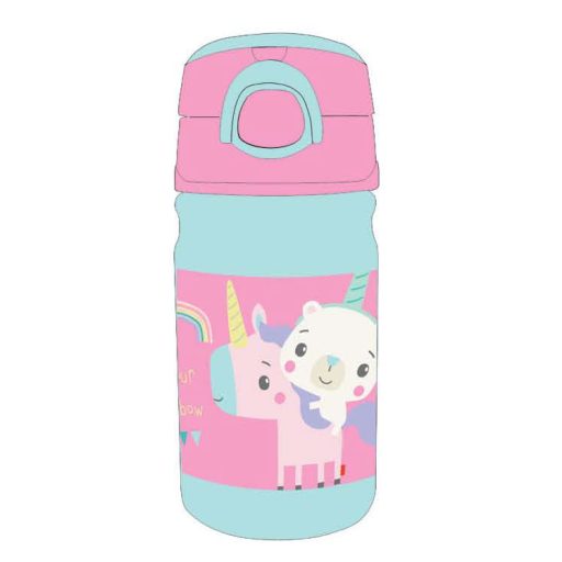 Fisher-Price Animals Unicorn műanyag szívószálas kulacs akasztóval 350 ml