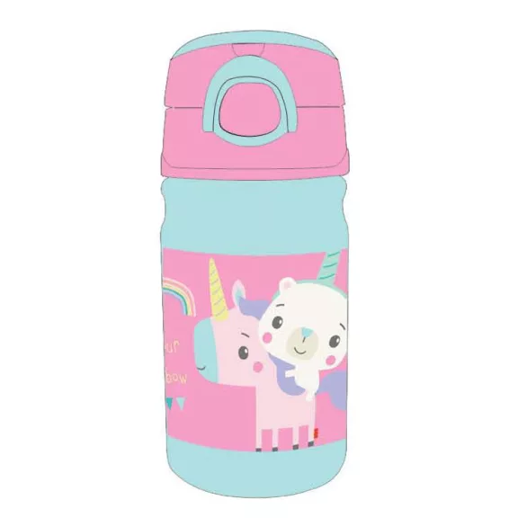 Fisher-Price Animals Unicorn műanyag szívószálas kulacs akasztóval 350 ml