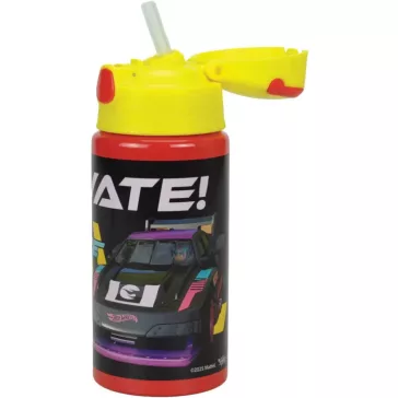   Hot Wheels Race alumínium szívószálas kulacs akasztóval 500 ml