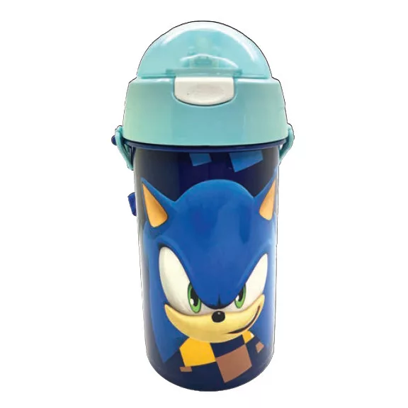 Sonic a sündisznó Speed Blue műanyag szívószálas kulacs akasztóval 500 ml Sonic a sündisznó Speed Blue műanyag szívószálas kulacs akasztóval 500 ml