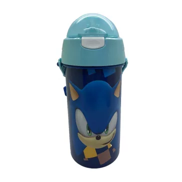   Sonic a sündisznó Speed Blue műanyag szívószálas kulacs akasztóval 500 ml