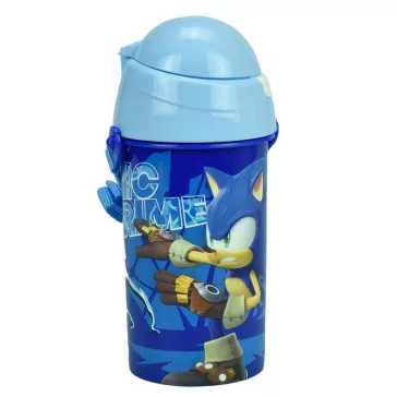   Sonic a sündisznó Prime műanyag szívószálas kulacs akasztóval 500 ml