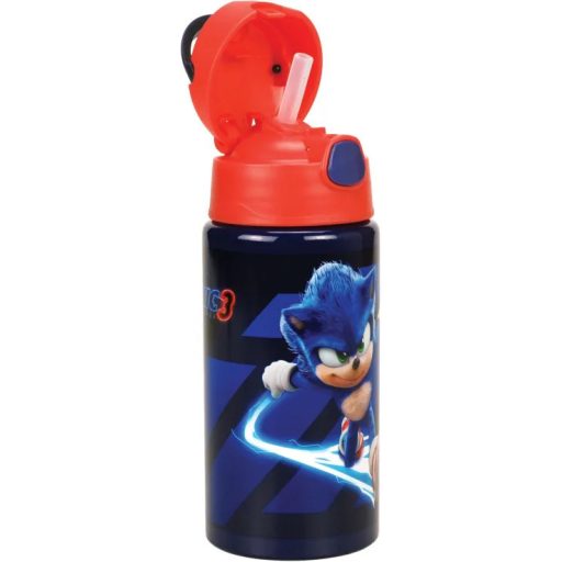 Sonic a sündisznó Brawn alumínium szívószálas kulacs akasztóval 500 ml