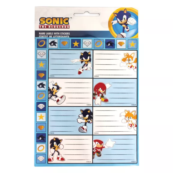 Sonic a sündisznó Rings füzetcímke matricával 16 db-os Sonic a sündisznó Rings füzetcímke matricával 16 db-os