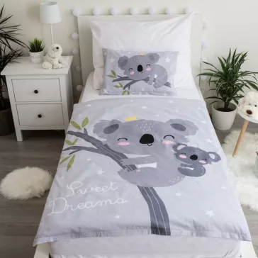 Koala Grey gyerek, ovis ágyneműhuzat 100×135cm, 40×60 cm