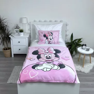   Disney Minnie Powder Pink gyerek, ovis ágyneműhuzat 100×135 cm, 40×60 cm