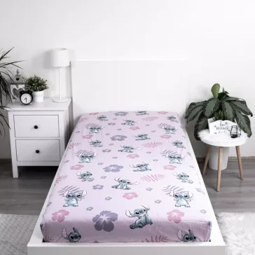   Disney Lilo és Stitch, A csillagkutya Pink gumis lepedő 90x200 cm