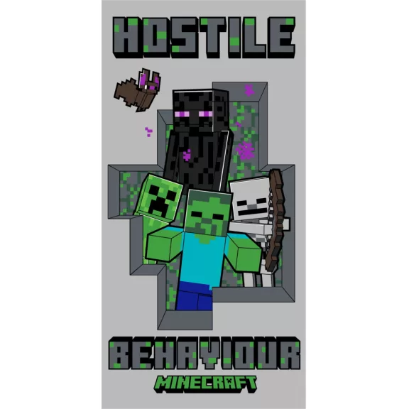 Minecraft Hostile Behaviour fürdőlepedő, strand törölköző 70x140cm Minecraft Hostile Behaviour fürdőlepedő, strand törölköző 70x140cm