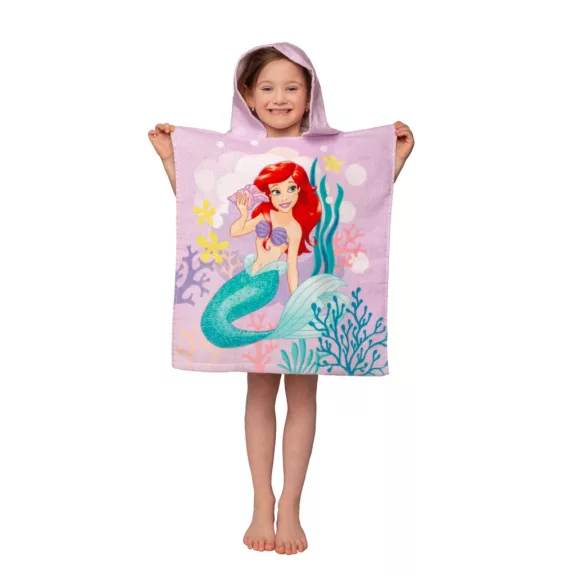 Disney Hercegnők Ariel Pink törölköző poncsó 50x115 cm