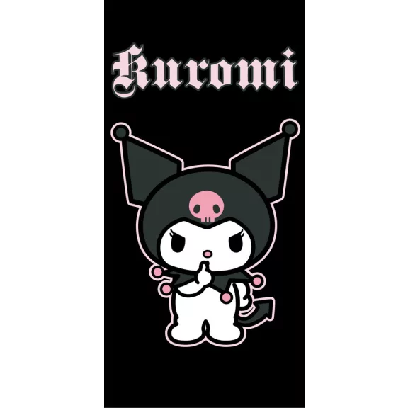 Hello Kitty Kuromi Black fürdőlepedő, strand törölköző 70x140cm Hello Kitty Kuromi Black fürdőlepedő, strand törölköző 70x140cm