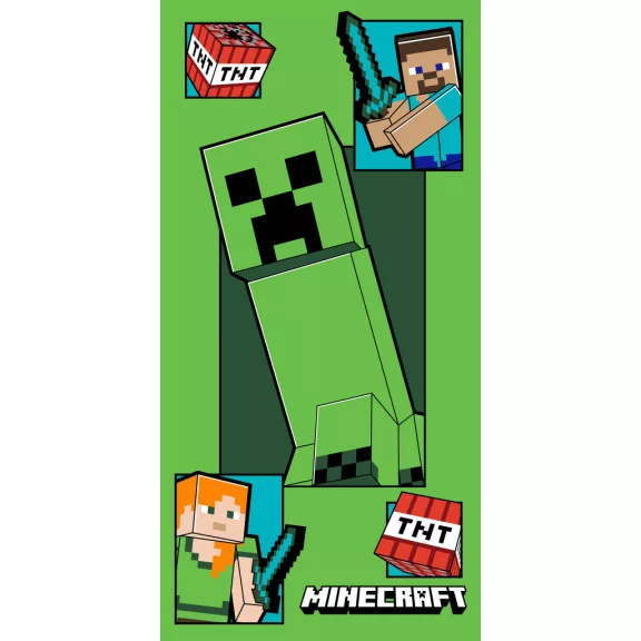 Minecraft Creeper Coming fürdőlepedő, strand törölköző 70x140cm Minecraft Creeper Coming fürdőlepedő, strand törölköző 70x140cm