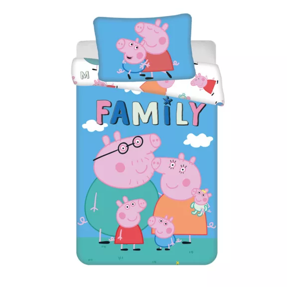 Peppa malac Big Pig Family gyerek, ovis ágyneműhuzat 100×135cm, 40×60 cm Peppa malac Big Pig Family gyerek, ovis ágyneműhuzat 100×135cm, 40×60 cm