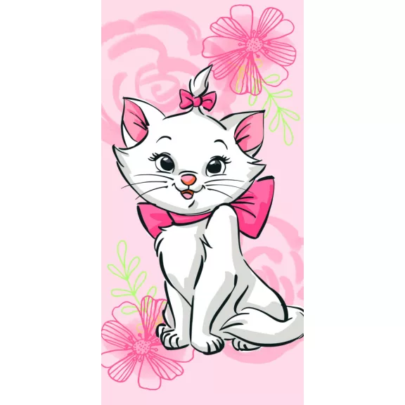 Disney Marie Pink Flower fürdőlepedő, strand törölköző 70*140cm Disney Marie Pink Flower fürdőlepedő, strand törölköző 70*140cm