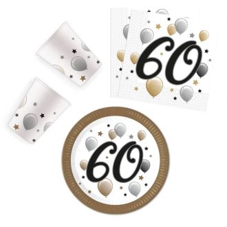   Happy Birthday 60 Milestone party szett 36 db-os 23 cm-es tányérral