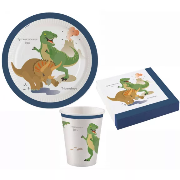 Dinoszaurusz Happy party szett 36 db-os 23 cm-es tányérral Dinoszaurusz Happy party szett 36 db-os 23 cm-es tányérral
