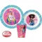 Barbie Stylish étkészlet, micro műanyag szett, pohárral 260 ml