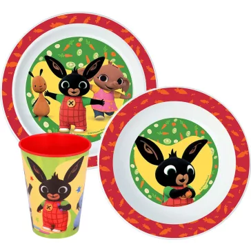   Bing Happy Bunny étkészlet, micro műanyag szett, pohárral 260 ml 