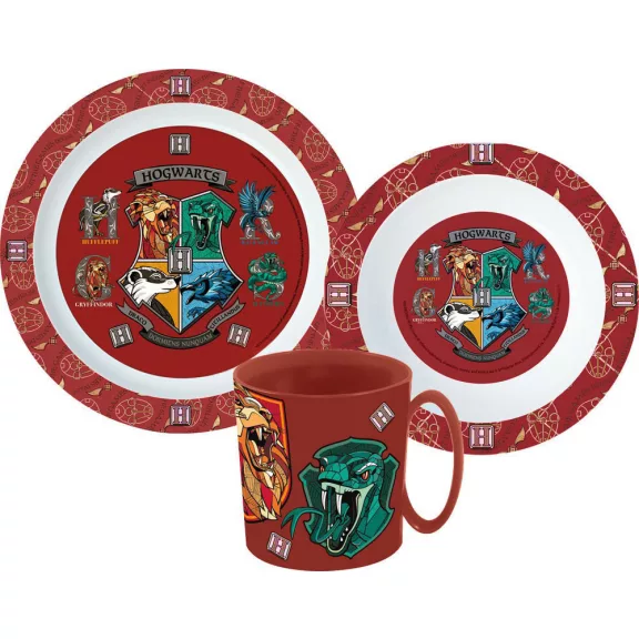 Harry Potter School Shields étkészlet, micro műanyag szett bögrével 350 ml Harry Potter School Shields étkészlet, micro műanyag szett bögrével 350 ml