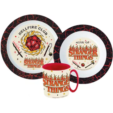   Stranger Things Upside Down étkészlet, micro műanyag szett bögrével 350 ml