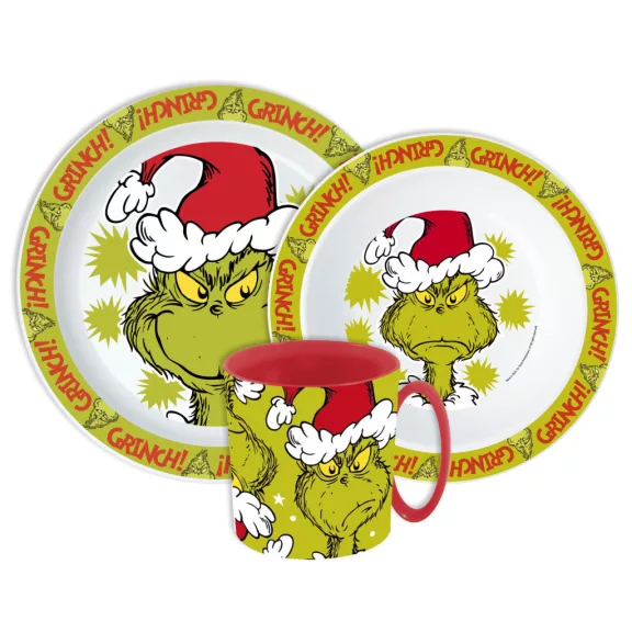 A Grincs Christmas Mischief étkészlet, micro műanyag szett bögrével 390 ml A Grincs Christmas Mischief étkészlet, micro műanyag szett bögrével 390 ml