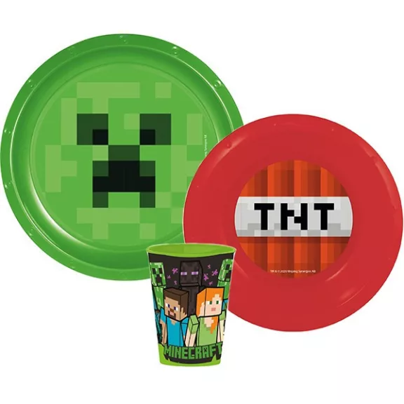 Minecraft TNT étkészlet, műanyag szett Minecraft TNT étkészlet, műanyag szett