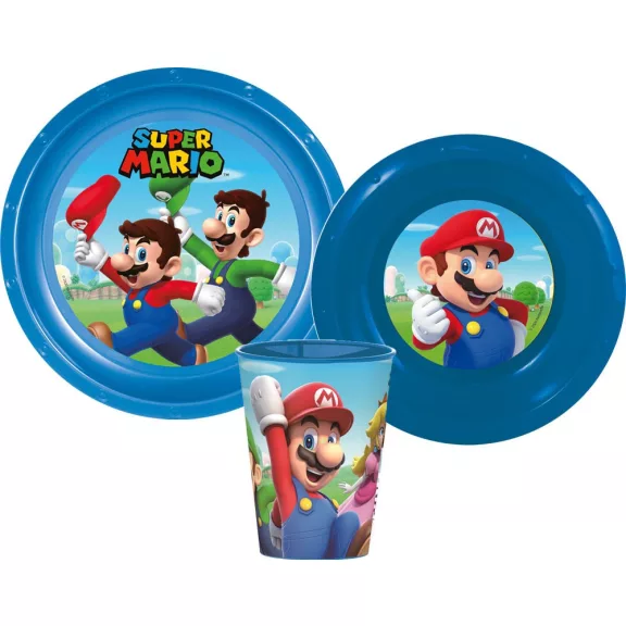 Super Mario Mushroom Kingdom étkészlet, műanyag szett Super Mario Mushroom Kingdom étkészlet, műanyag szett