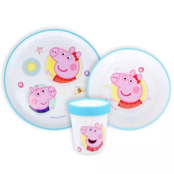 Peppa malac Core csúszásmentes étkészlet, micro műanyag szett Peppa malac Core csúszásmentes étkészlet, micro műanyag szett