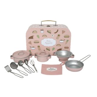   Konyhai készlet böröndbe csomagolva, pasztell rózsaszín Jabadabado