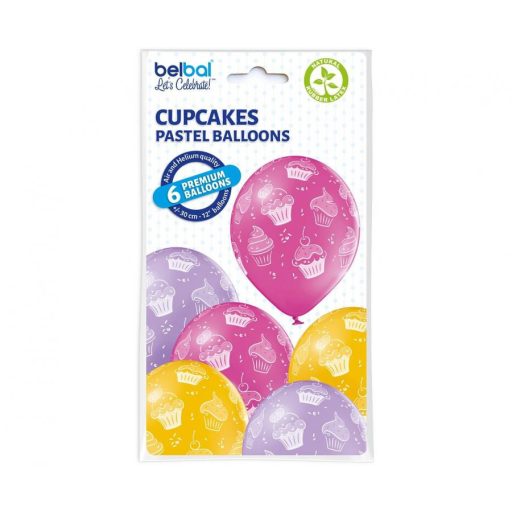 Muffin Cake léggömb, lufi 6 db-os 12 inch (30 cm)
