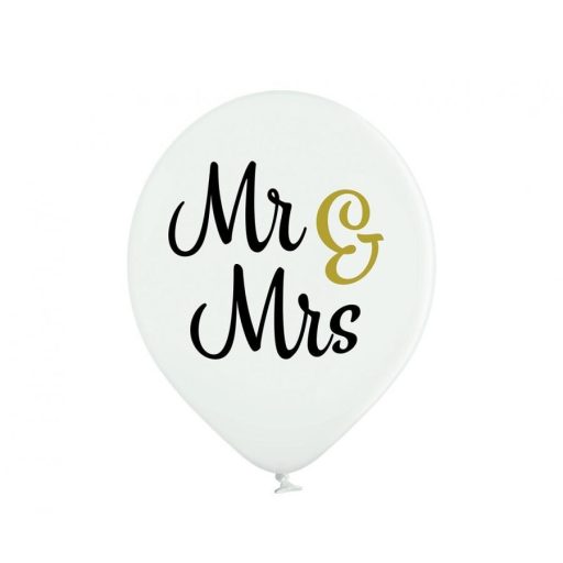 Esküvő Mr & Mrs léggömb, lufi 6 db-os 12 inch (30cm)