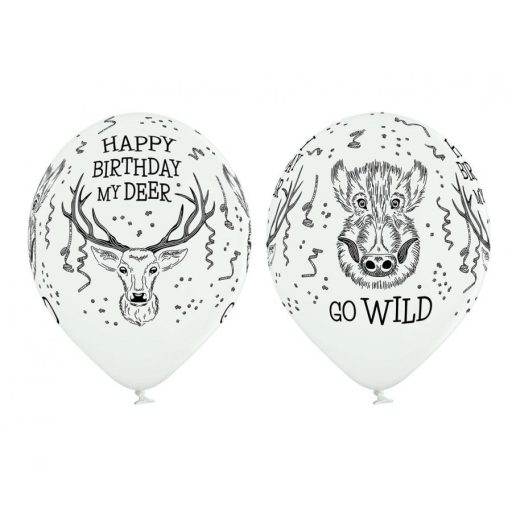 Szarvas Wild léggömb, lufi 6 db-os 12 inch (30 cm)