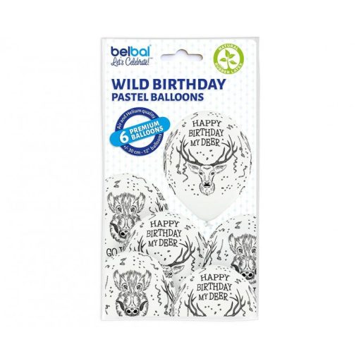 Szarvas Wild léggömb, lufi 6 db-os 12 inch (30 cm)
