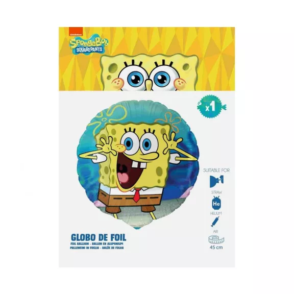 SpongyaBob Fun Face fólia lufi 46 cm