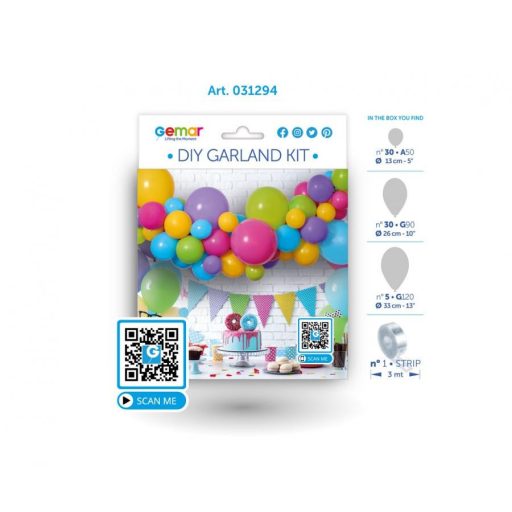 Színes Colorful léggömb, lufi girland szett 65 db-os